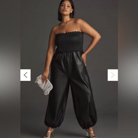 By Anthropologie Faux Leather Balloon Jumpsuit - Picture 5 of 8